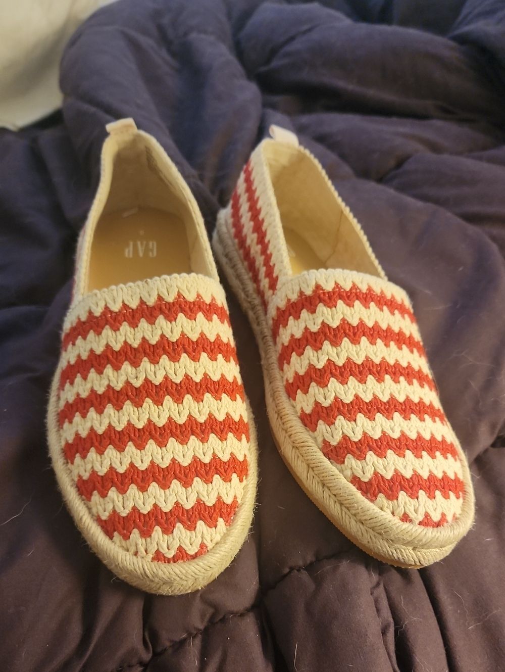 GAP Red & Cream Crochet Espadrille Flats